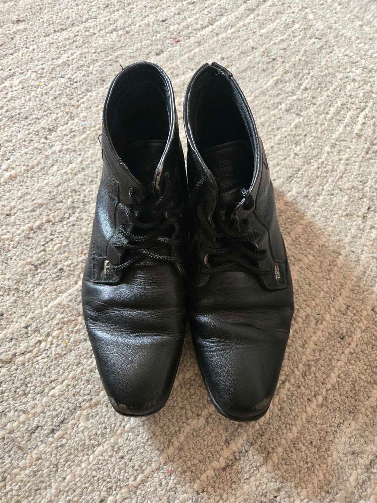 Lee Cooper Men's Black Leather High-Top Boots