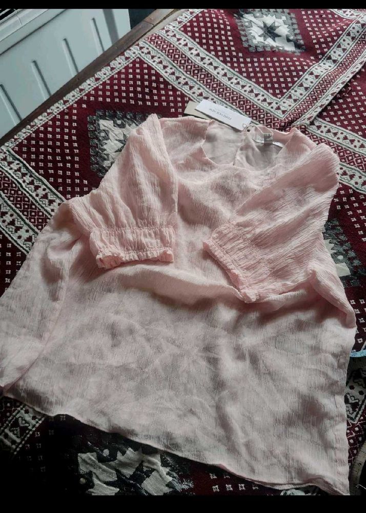 Sheer Lace Puff Sleeve Top
