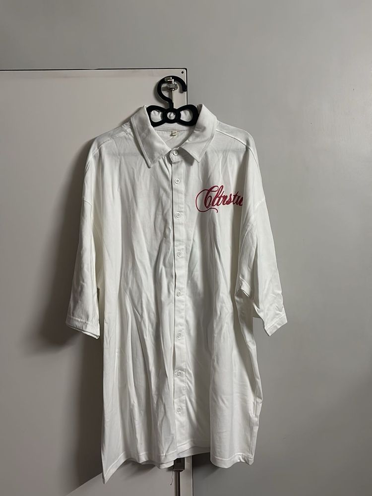 White Oversized Button-Up Shirt