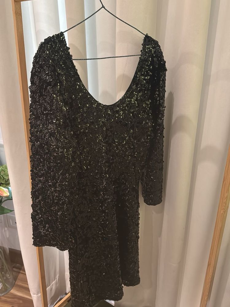 Sparkly Black Long Sleeve Dress with Tag