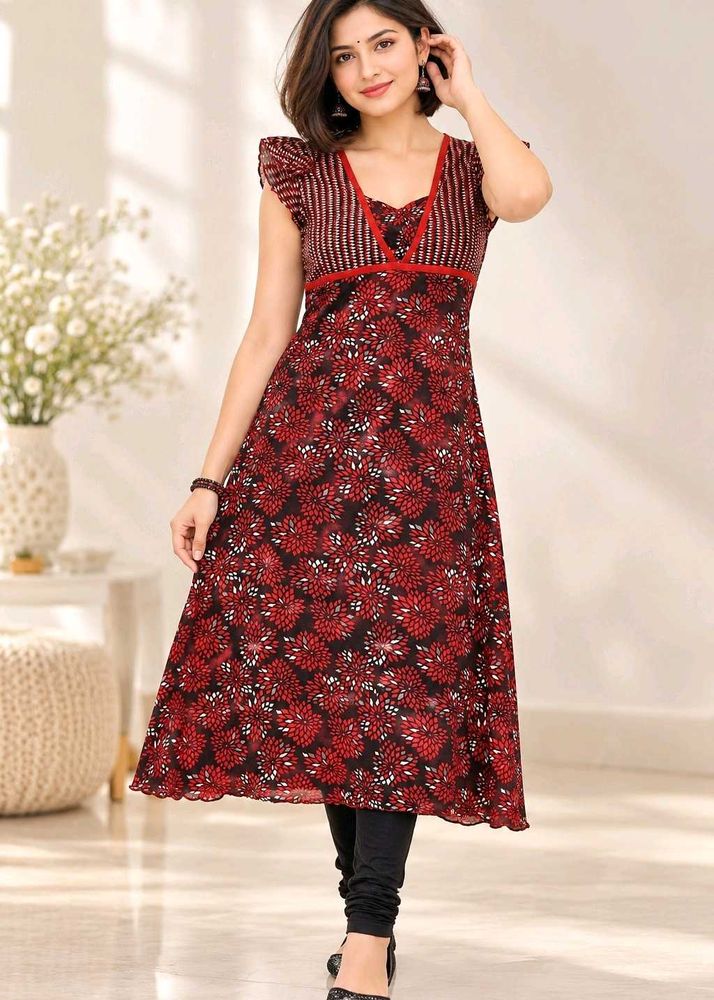 BIBA Red Floral Print Kurta