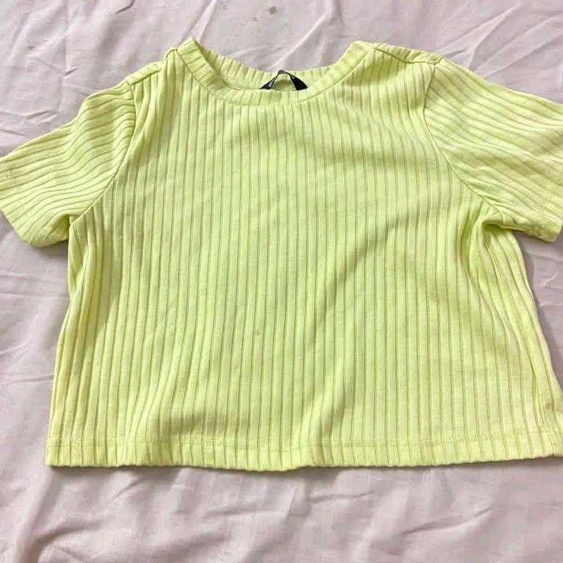 Lime Green Ribbed Crop Top