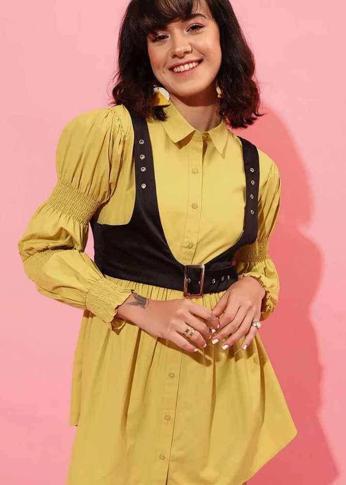 Yellow Dress with Black Harness