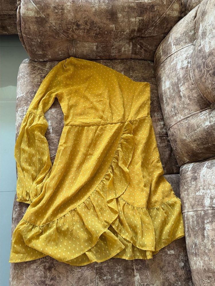 Stylish Mustard One-Shoulder Dress