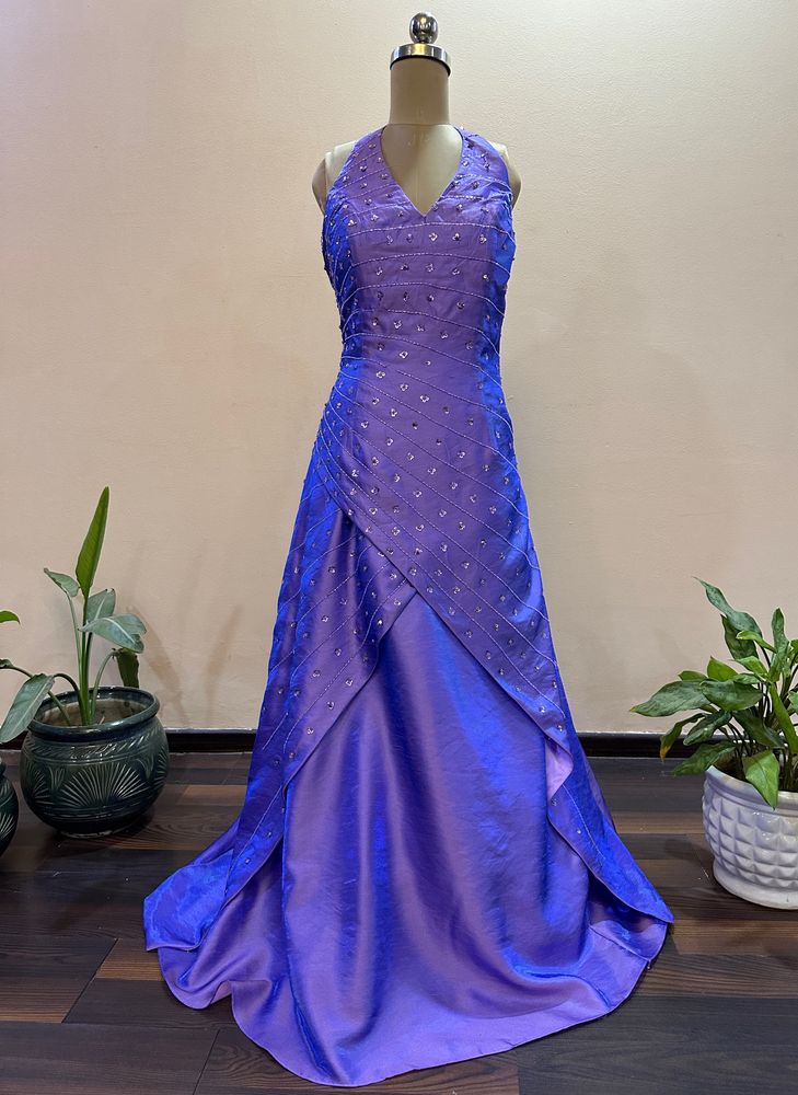 Purple Beads Embellished Gown