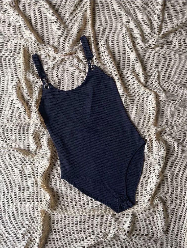 Black Ribbed One-Piece Swimsuit/Bodysuit