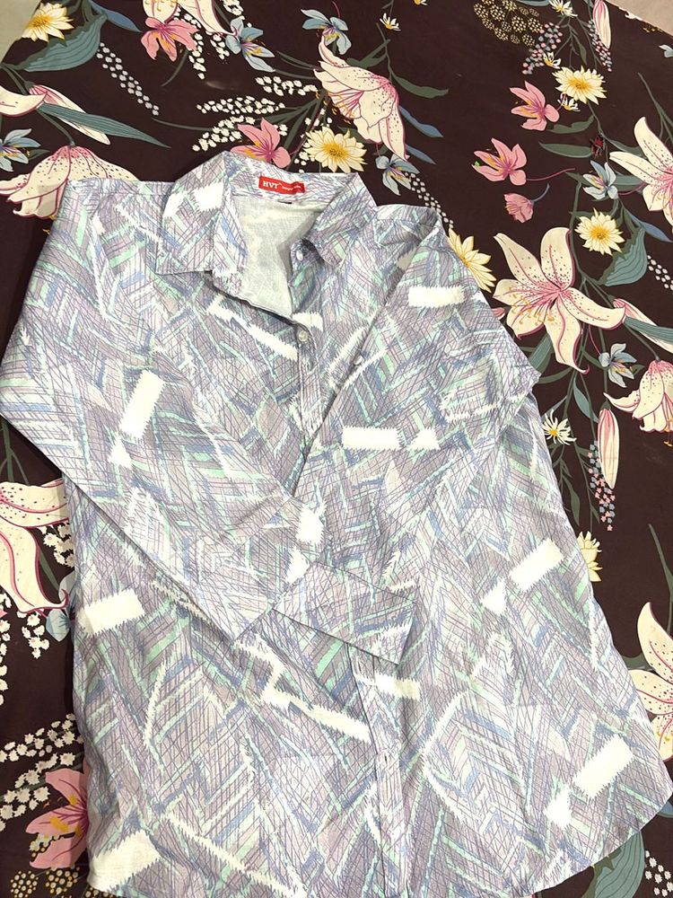 Blue Abstract Print Shirt