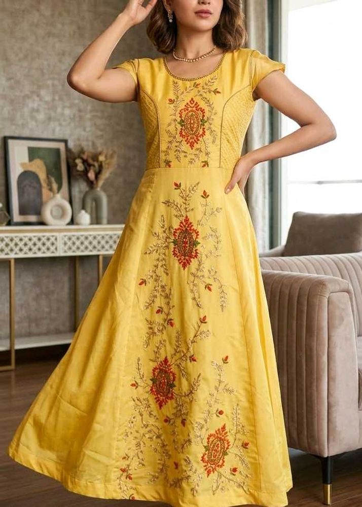 Beautiful Yellow Embroidered Gown