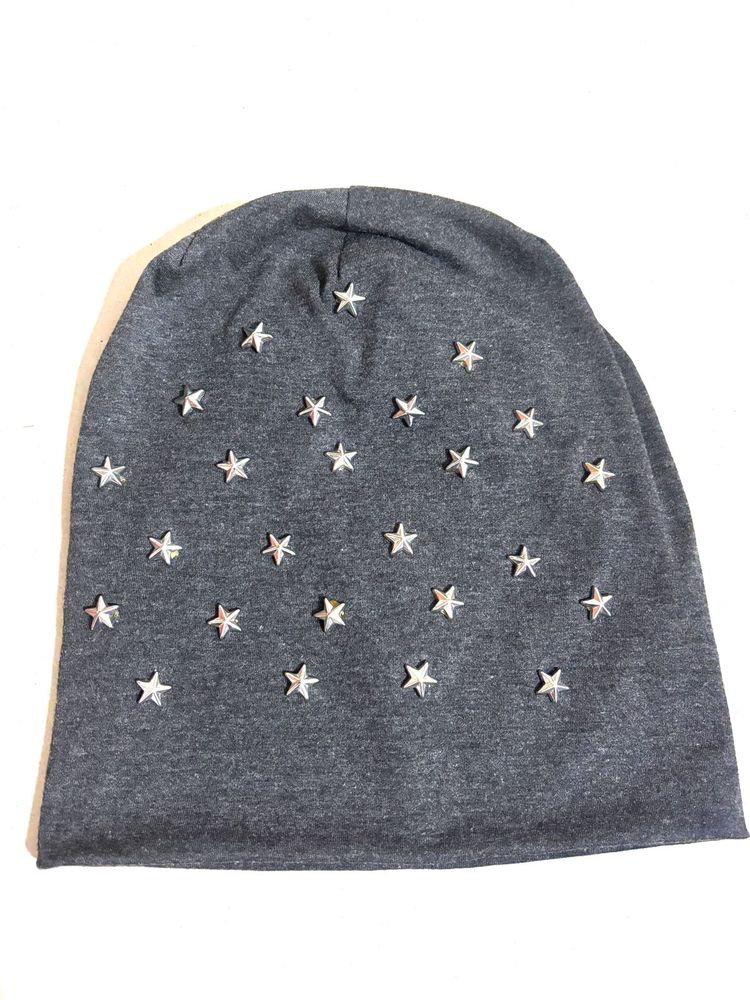 Grey Beanie with Silver Stars