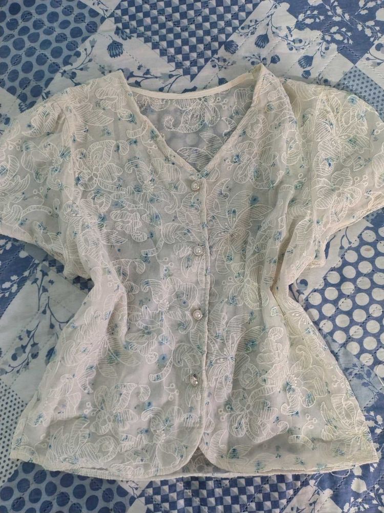 Vintage Lace Floral Blouse