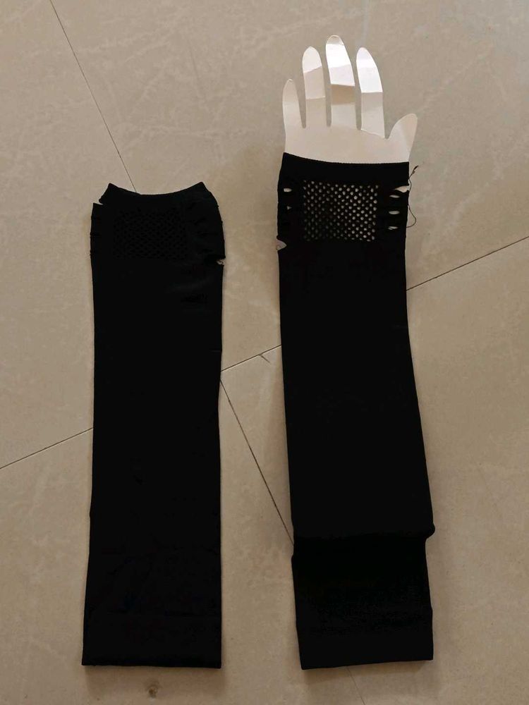 Black Arm Sleeves with Cutouts