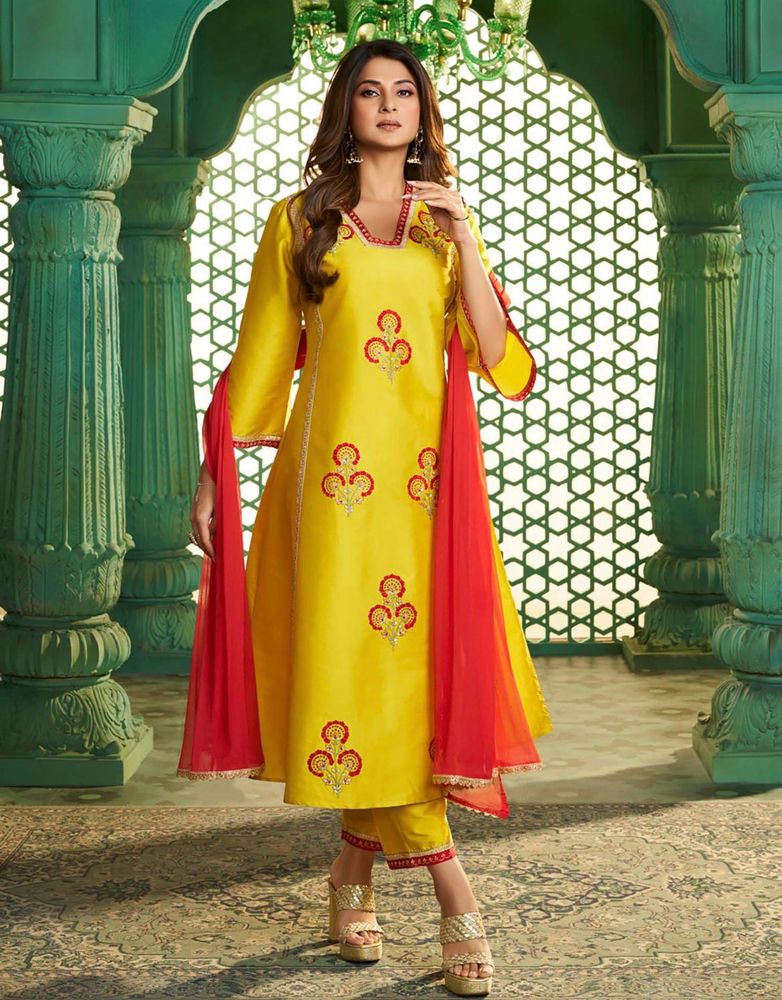 Vibrant Yellow Kurta Set with Dupatta