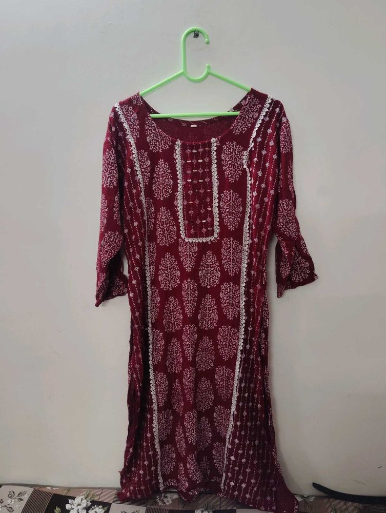 Maroon Printed Kurti✨