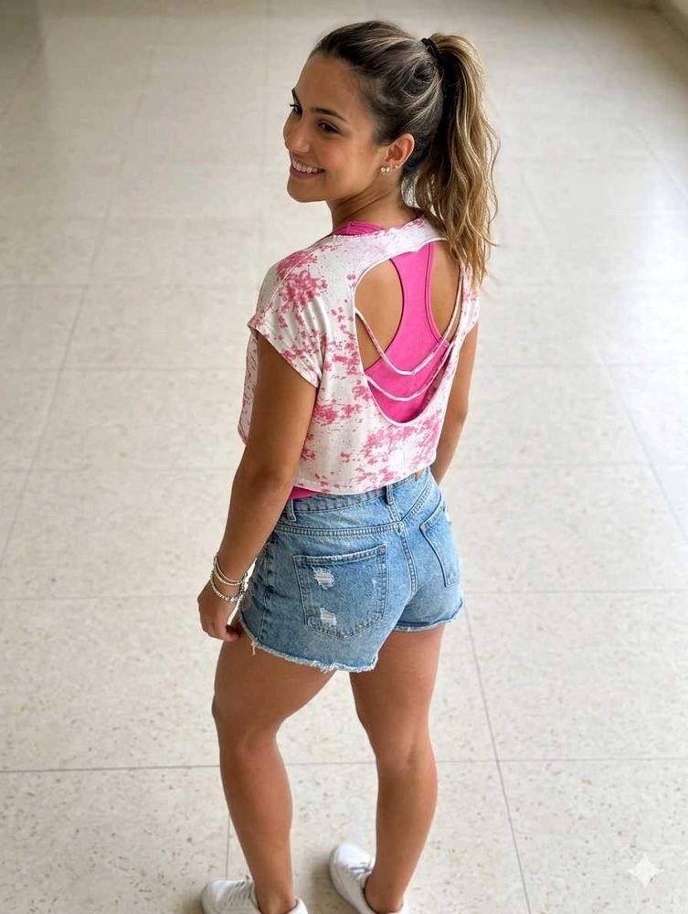 Stylish Cropped Top with Open Back
