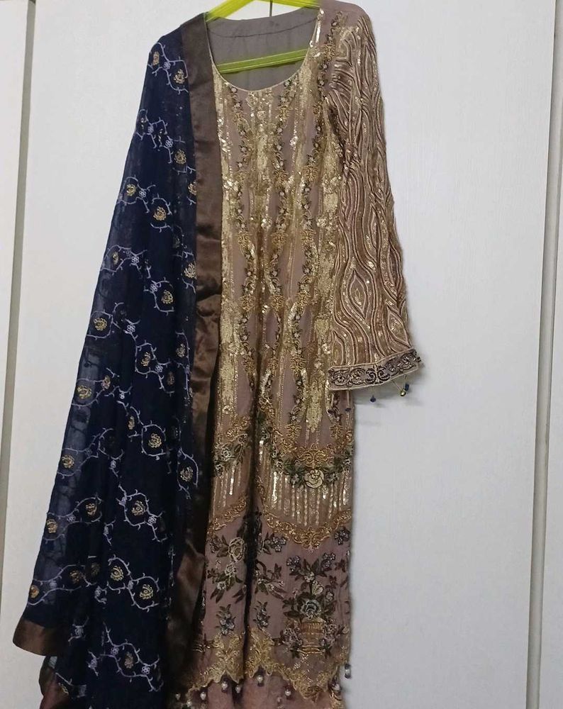 Designer Sequined Kurta Set with Dupatta