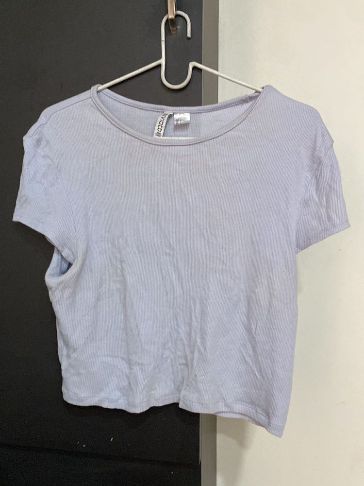 H&amp;M Lavender Ribbed Crop Top