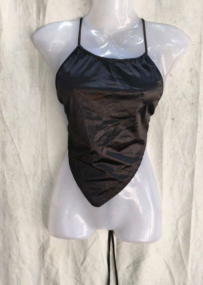 Black Halter Neck Bandeau Top