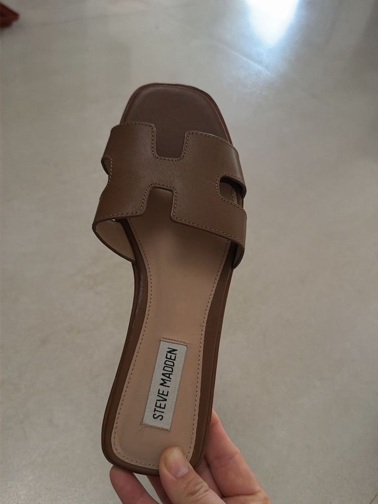 Steve Madden Brown H-Slide Sandals