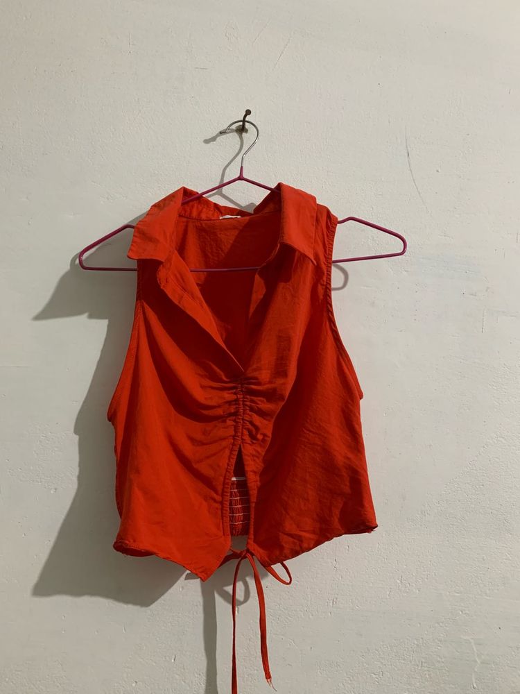 Chic Ruched Front Sleeveless Top