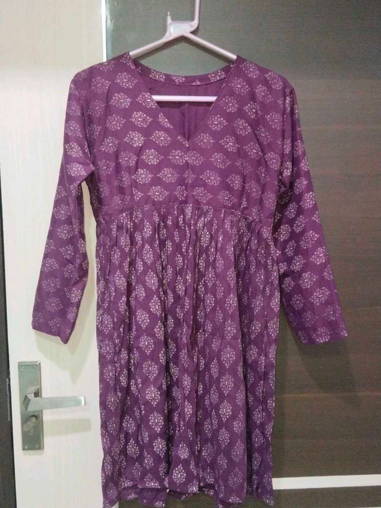Elegant Purple Printed Kurta