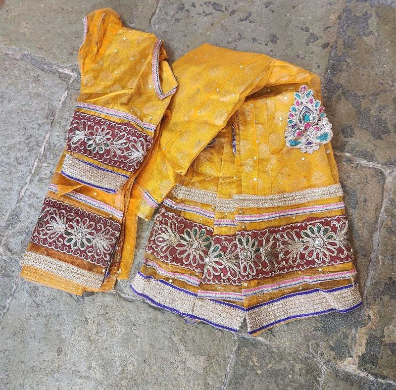 Yellow Embroidered kids Lehenga Choli