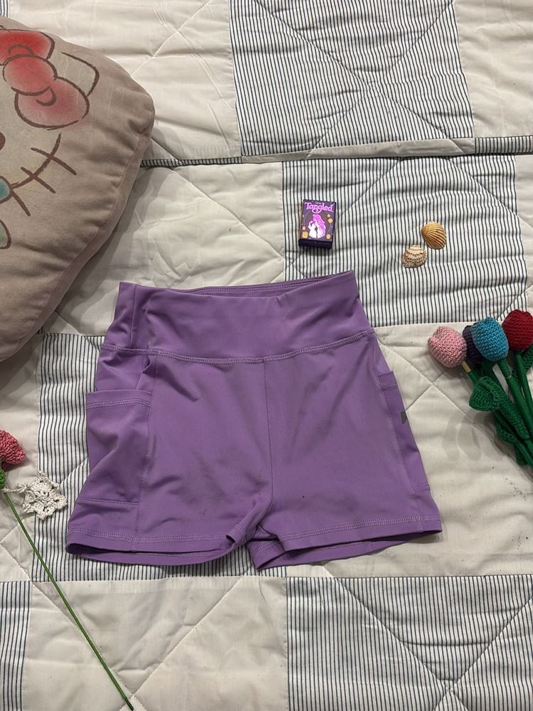Purple Athletic Shorts with Pockets