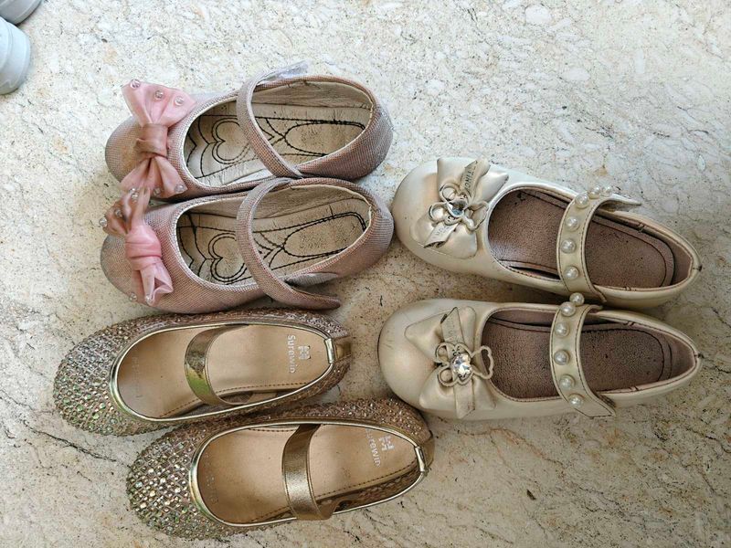 Girls Sparkly &amp; Pearl Embellished Shoes