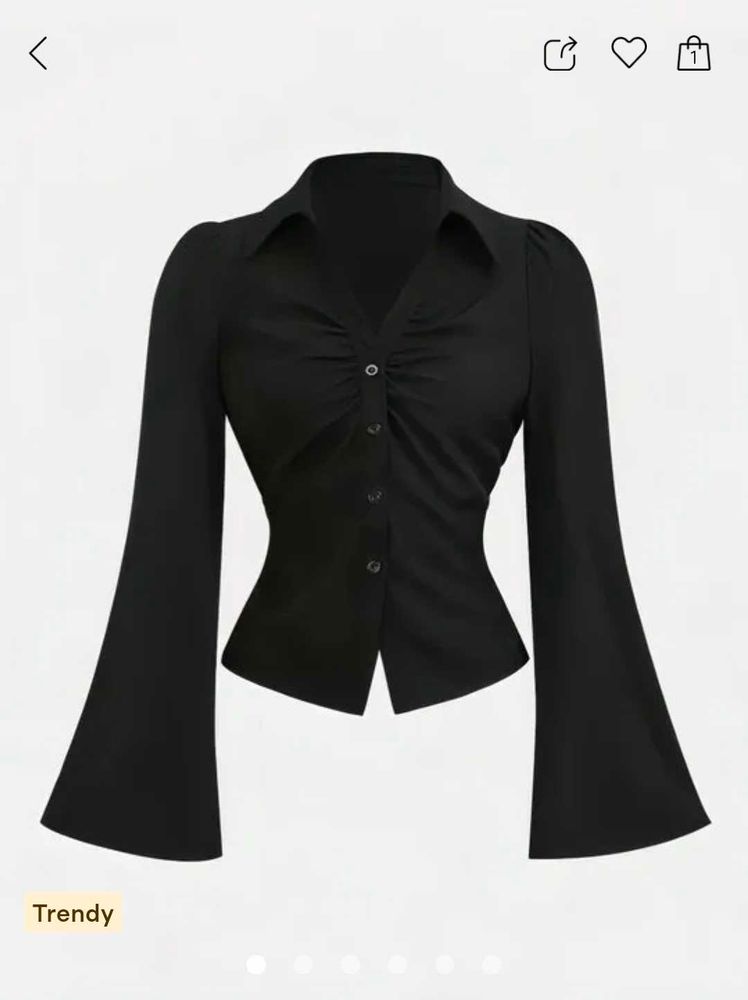 Black Bell Sleeves fitted Shirt — SAVANA size "S"