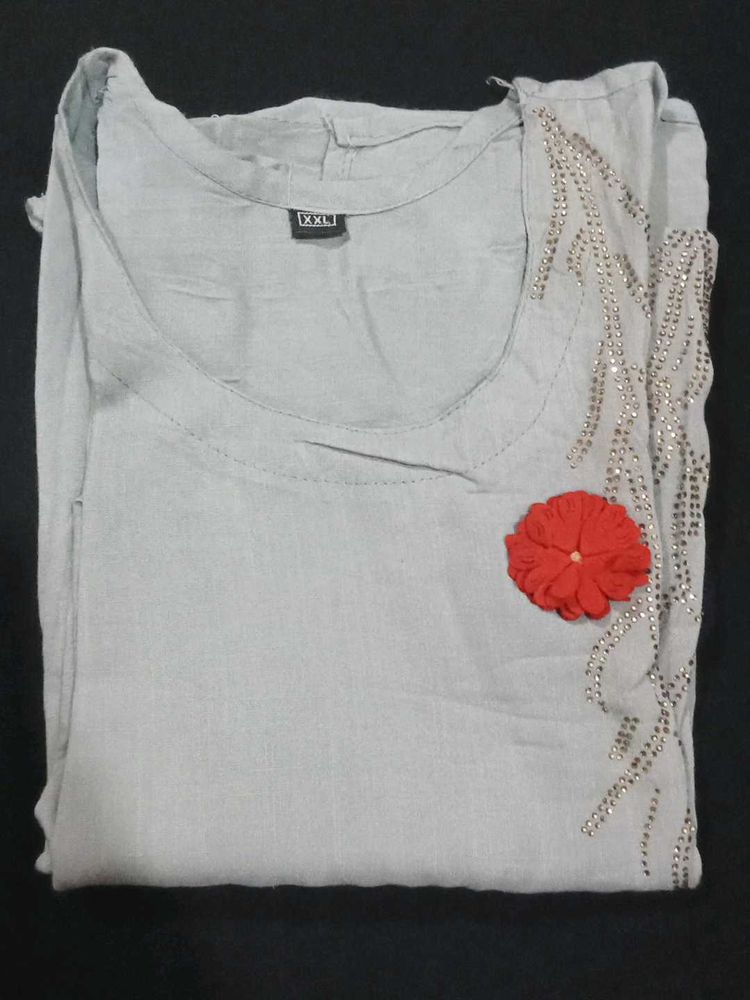 Grey Embellished Kurti