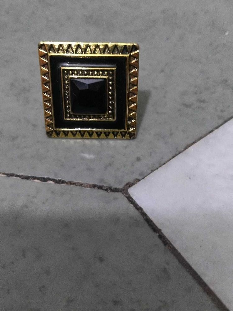 Statement Square Black Stone Ring