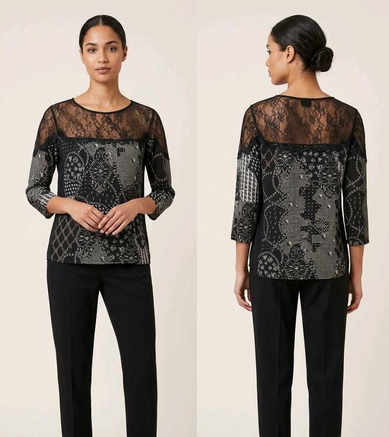 Zara Basic Chic Black Lace Top