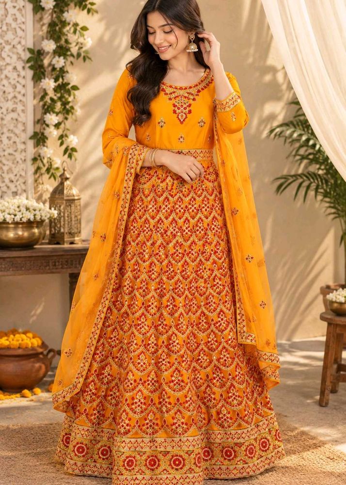 orange wedding gown