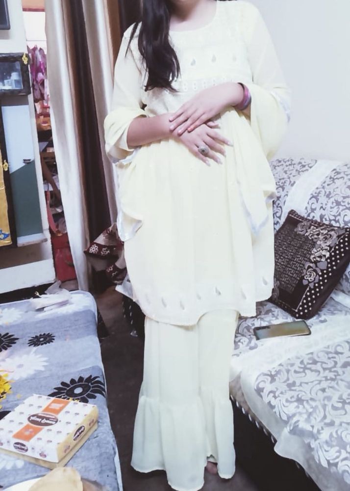 pemplum kurti top with sharara