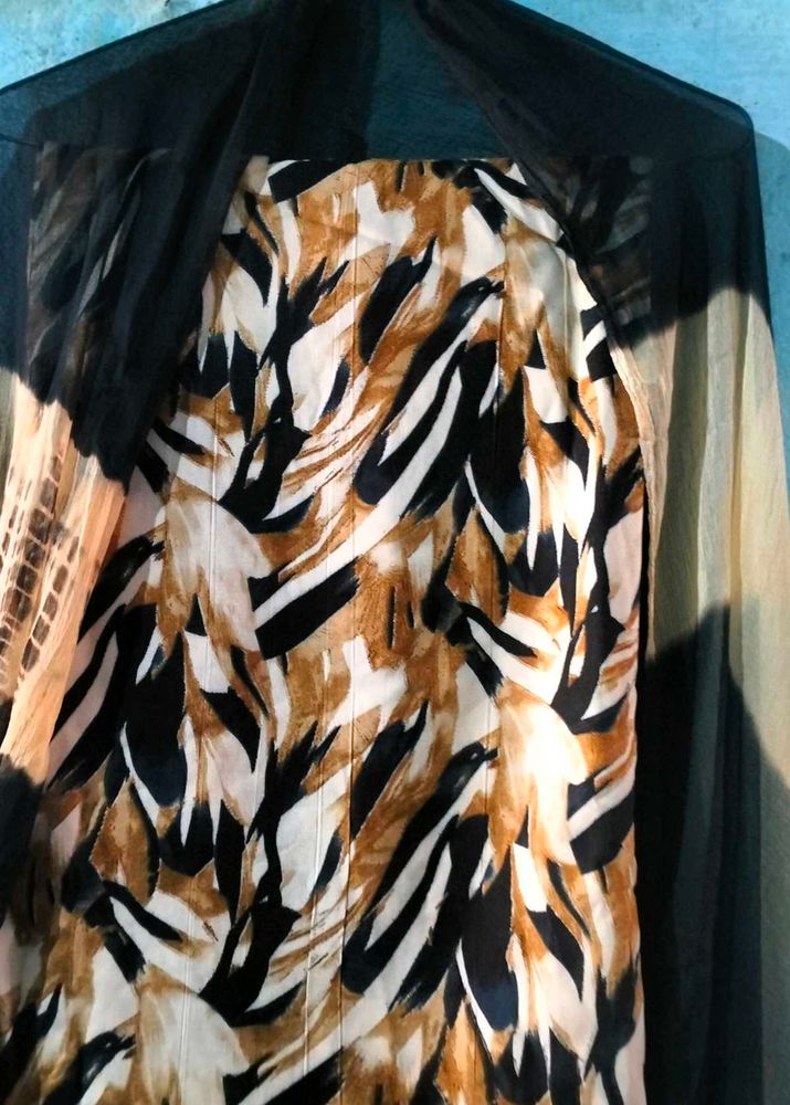 Black print colour Suit with dupatta