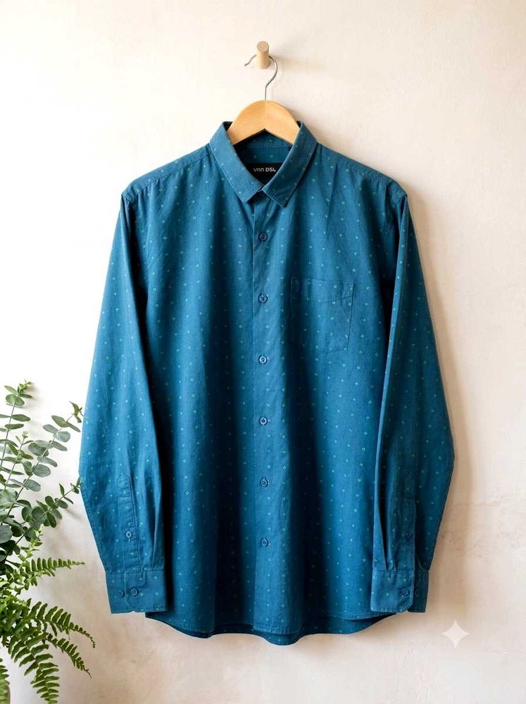 Teal Printed Full Sleeve Shirt
