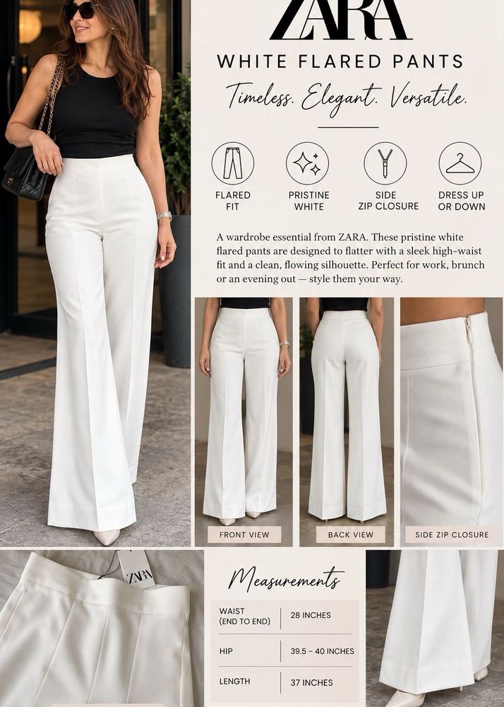 Zara brand new White Wide Leg Pants