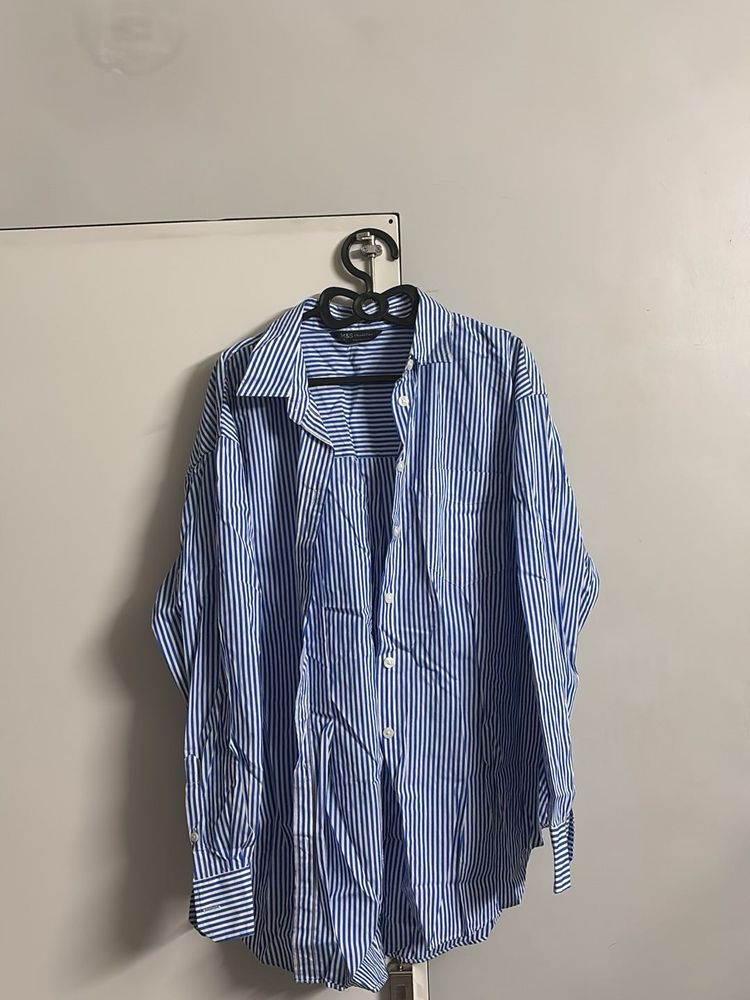 Blue Striped Oversized Shirt