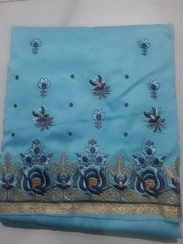 Sky Blue Cotton Unstitched Suit | Soft Fabric | Su
