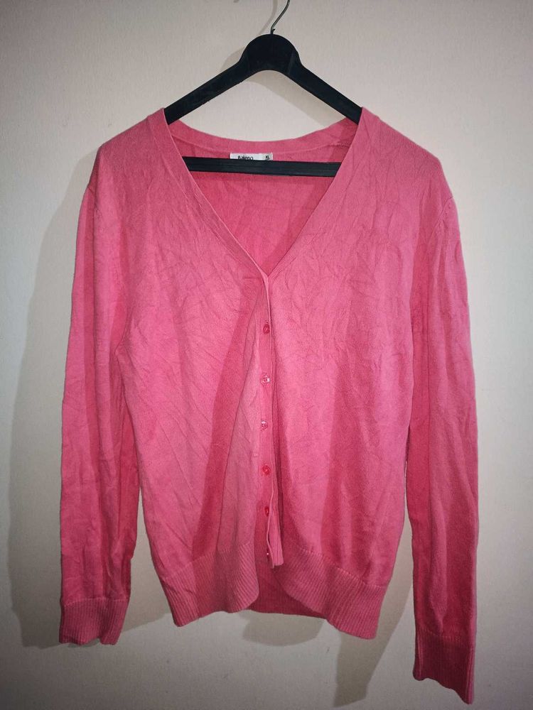 Pink Button-Up Cardigan