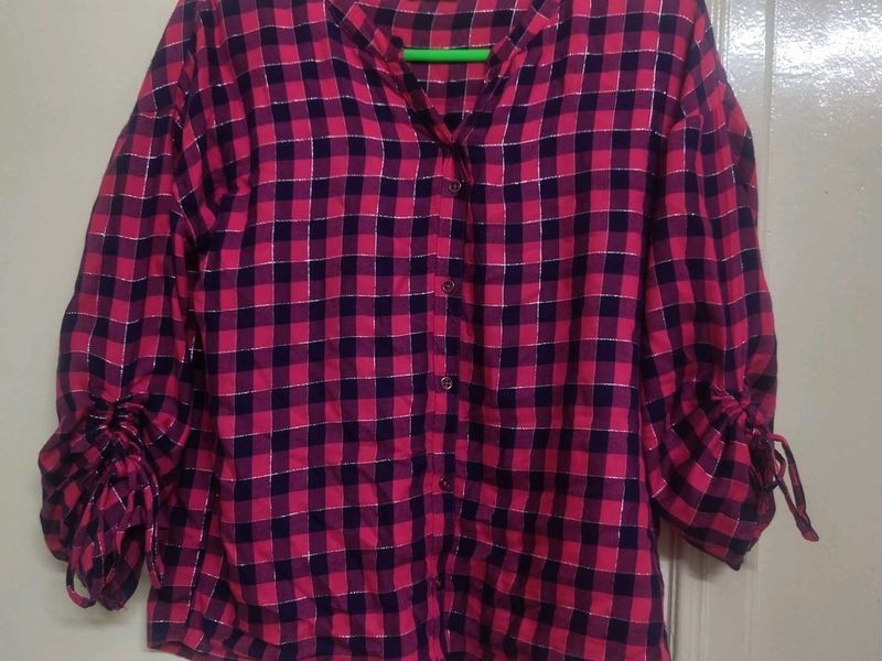 Pink &amp; Navy Checkered Shirt