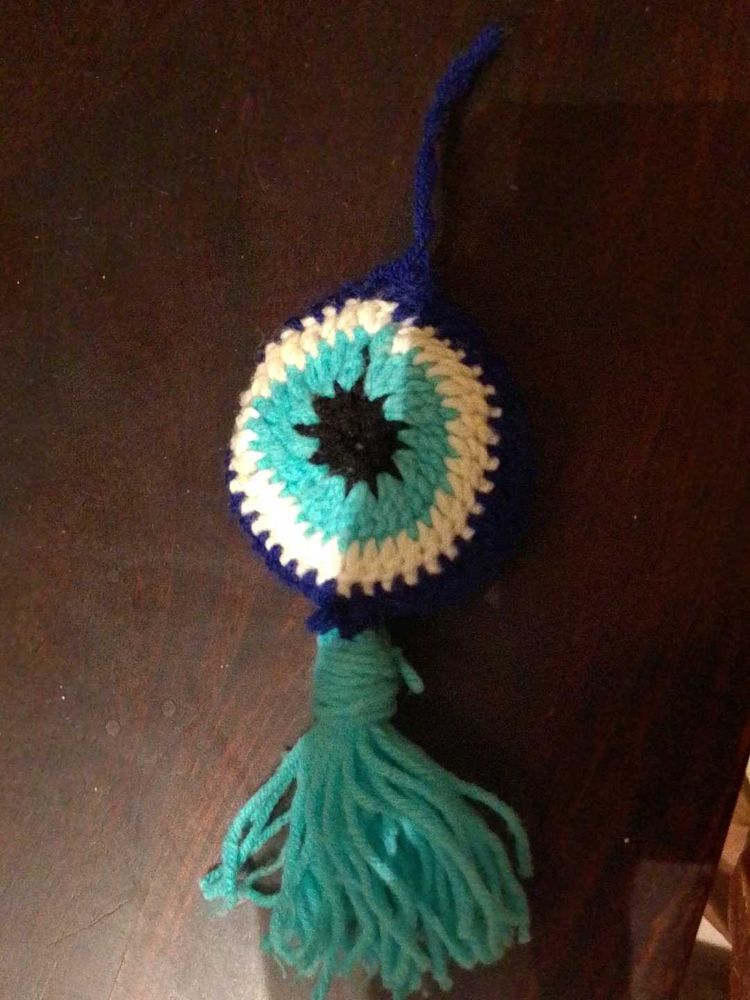 Handmade Evil Eye Crochet Keychain