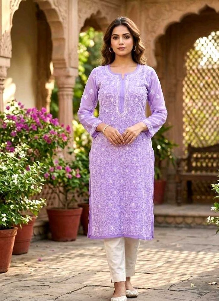 Elegant Lavender Chikankari Kurta 🆕✨🌸💜