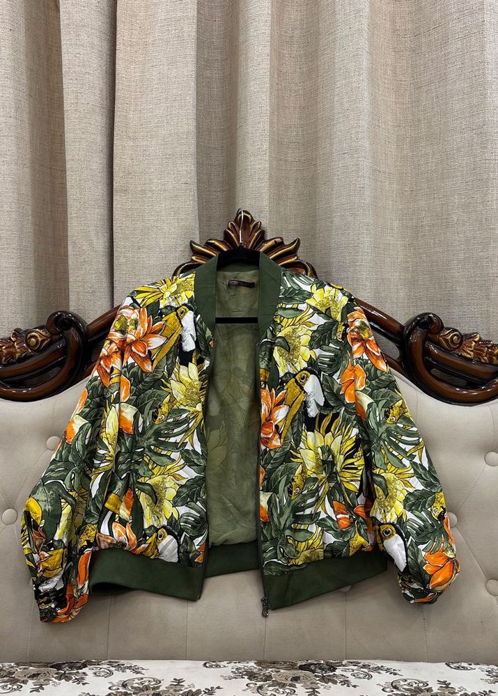 Floral Print Bomber Jacket