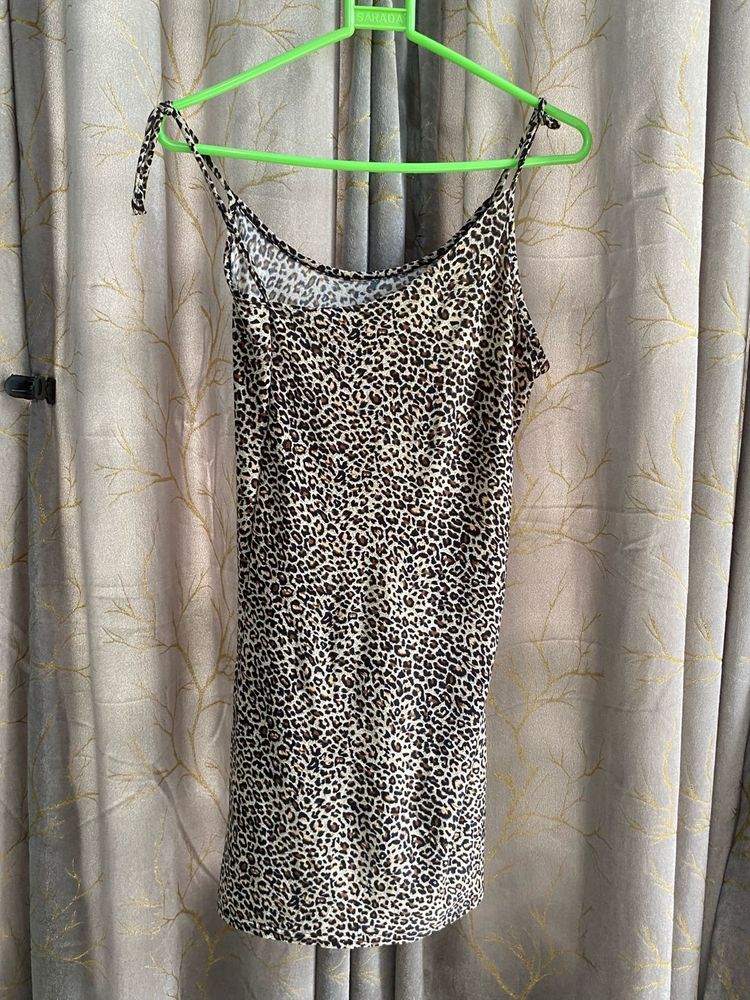 Leopard Print Spaghetti Strap Dress