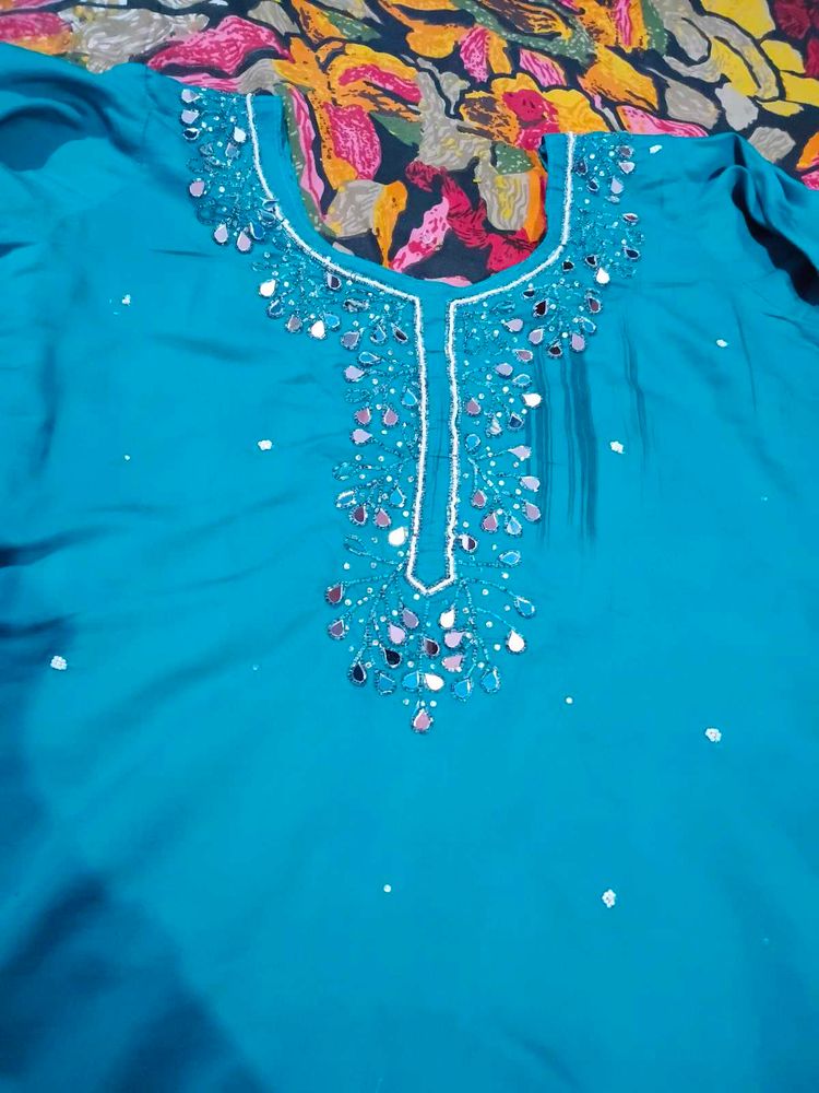 Beautiful Teal Kurta with Mirror Work