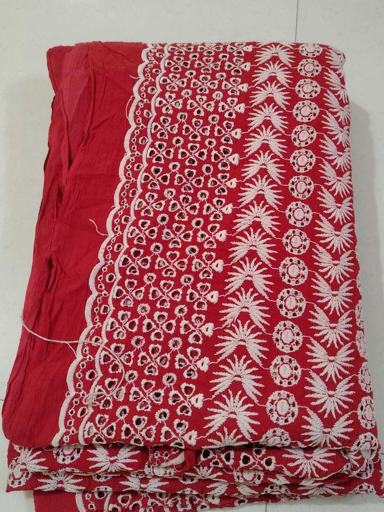 Red Cotton Eyelet Fabric