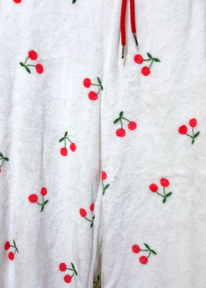 Cozy White Cherry Pajama Pants
