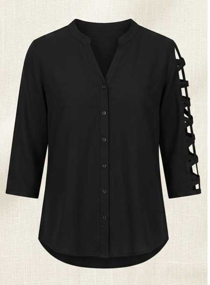 Chic Black Cut-Out Sleeve Blouse