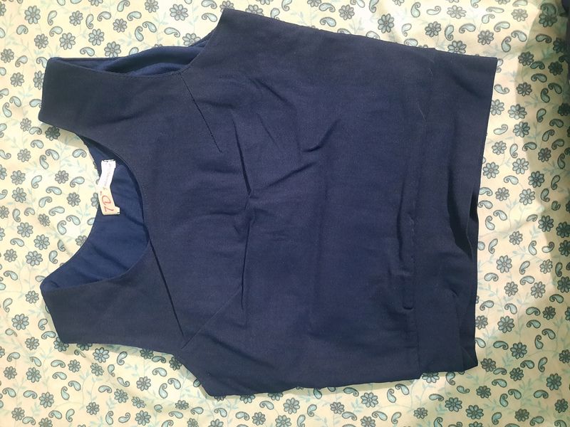 Blue Stretchable Crop Top