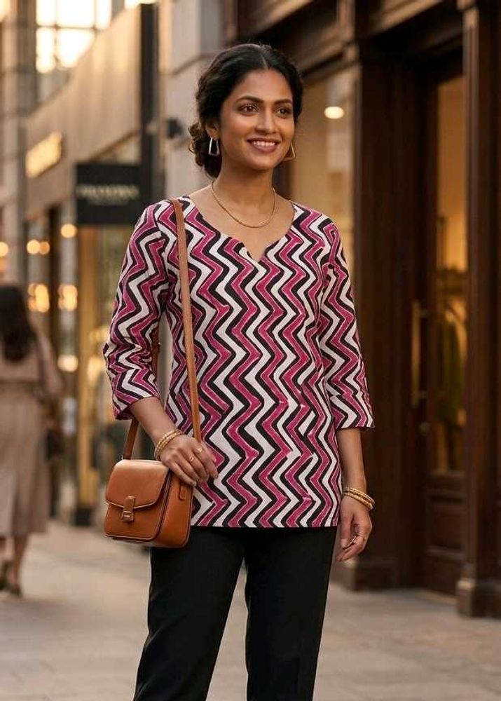 Boho Zigzag Print Kurta